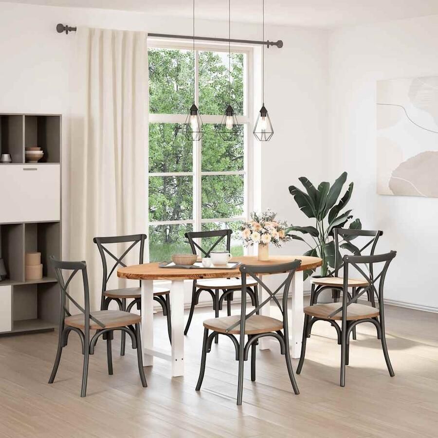 VidaXL Eettafel Ovaal 180x90 cm Massief Eikenhout Eetkamertafel Eikenhouten Tafel Ronde Tafel Grote Tafel Stevige Tafel Salontafel Massief Eikenhout Vintage Tafel Industriële Tafel