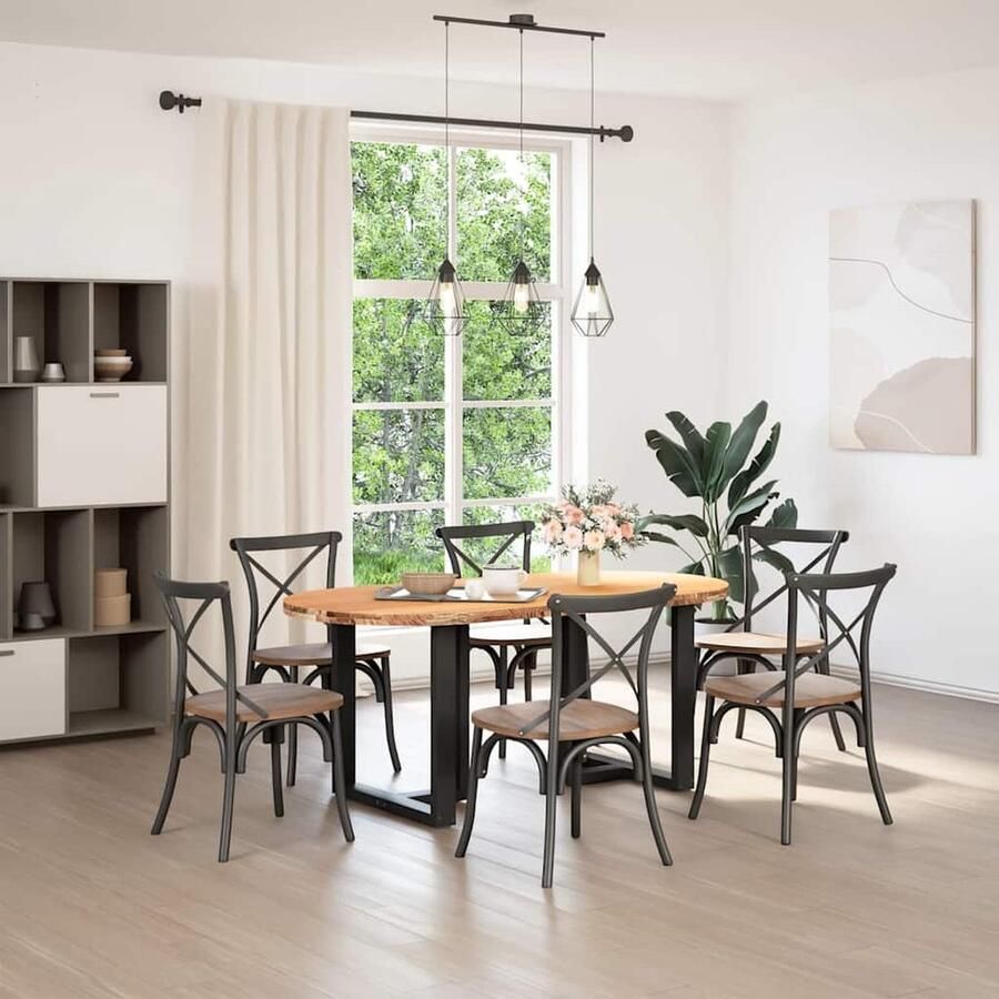 VidaXL Ovale Eettafel 180x90x74 cm Massief Eiken Eetkamertafel Eikenhouten Tafel Ovale Tafel Grote Tafel Solide Tafel Moderne Tafel Luxe Tafel Diningtable Salontafel - Foto 2