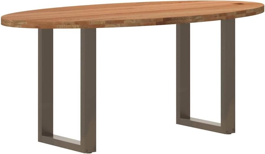 VidaXL Eettafel 180x90x74 cm ovaal massief eikenhout lichtbruin - Foto 2