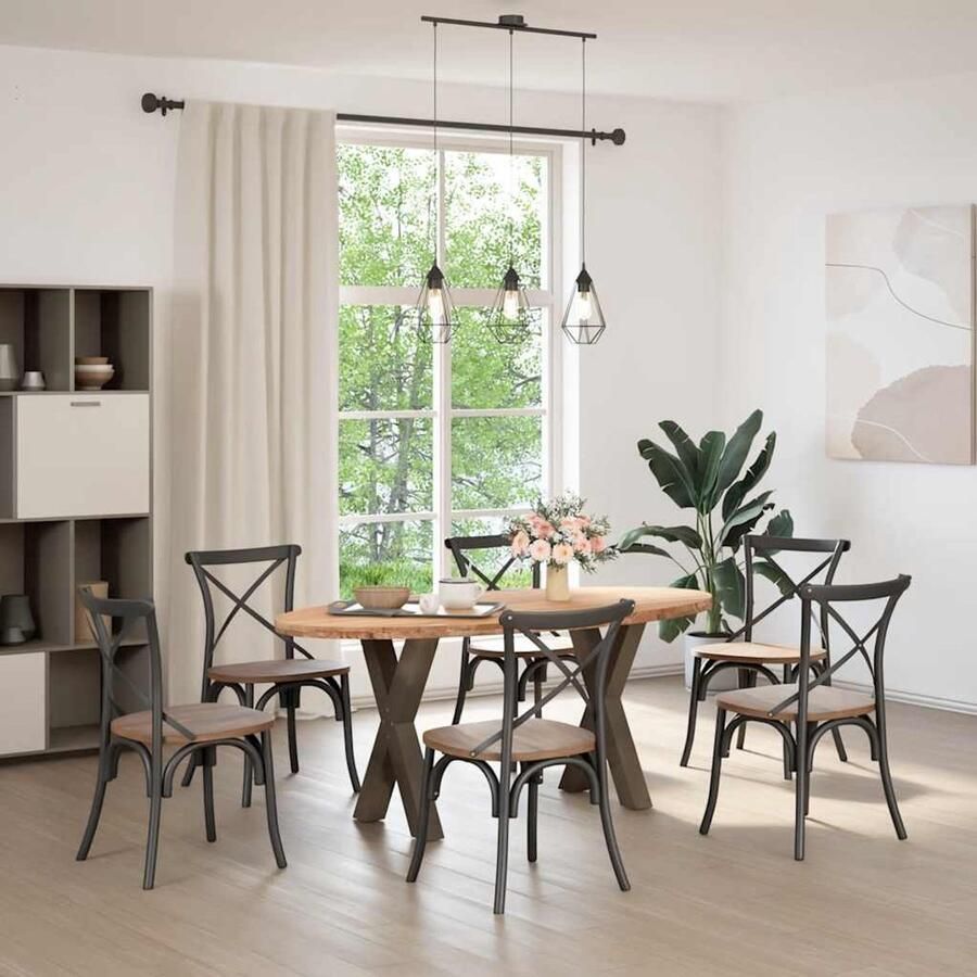 VidaXL Eettafel 180x90x74 cm ovaal massief eikenhout lichtbruin - Foto 2