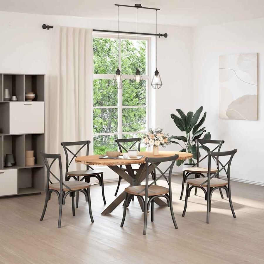 VidaXL Eettafel 180x90x74 cm ovaal massief eikenhout lichtbruin