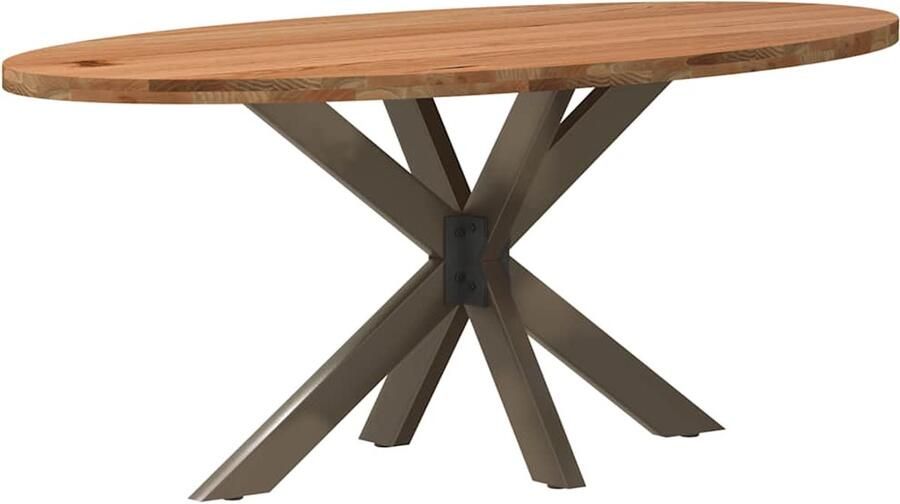 VidaXL Eettafel 180x90x74 cm ovaal massief eikenhout lichtbruin