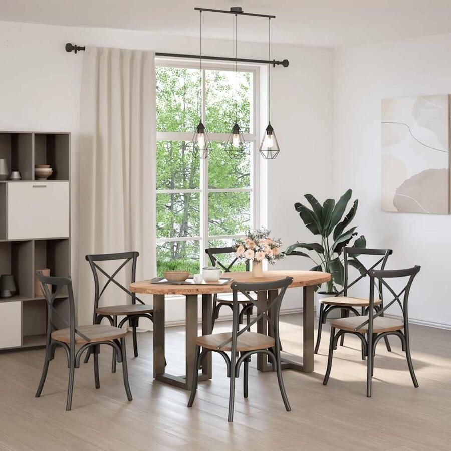 VidaXL Eettafel 180x90x74 cm ovaal massief eikenhout lichtbruin