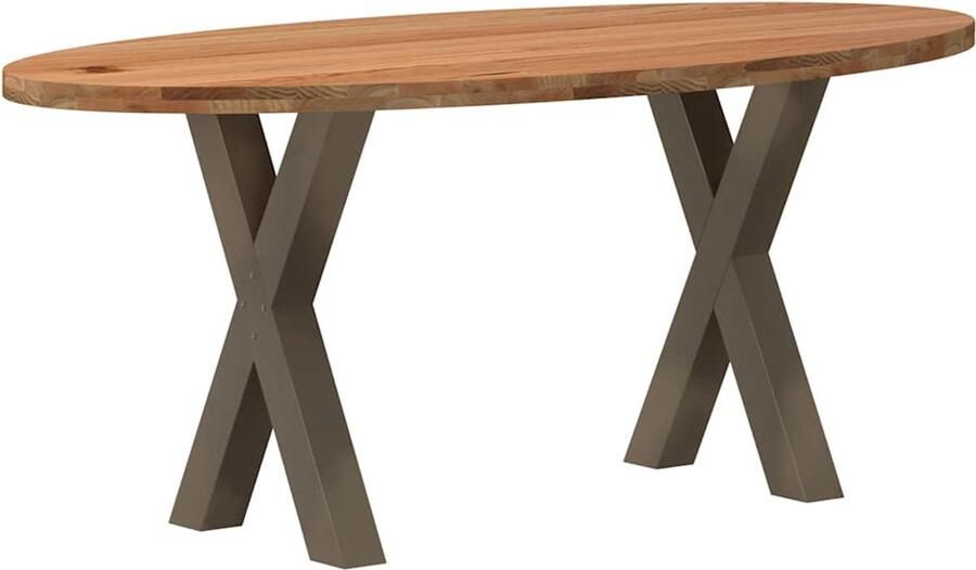VidaXL Eettafel 180x90x74 cm ovaal massief eikenhout lichtbruin