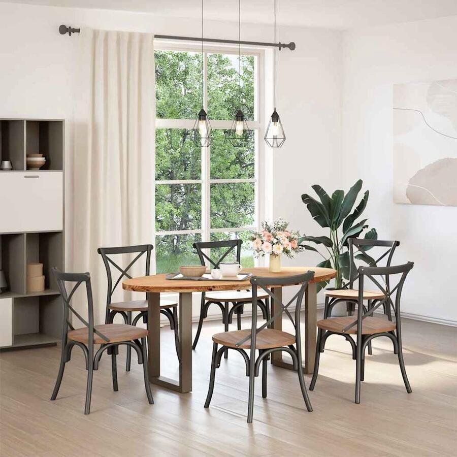 VidaXL Eettafel 180x90x74 cm ovaal massief eikenhout lichtbruin