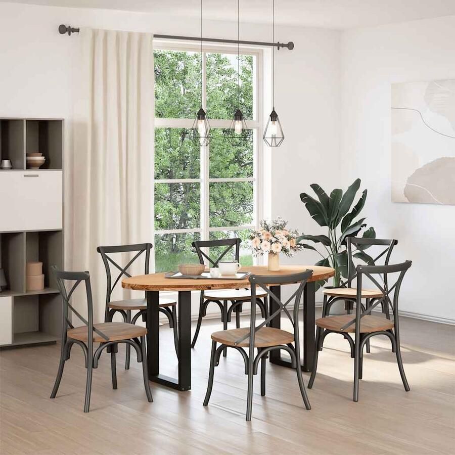 VidaXL Eettafel Ovaal 180x90x74 cm Eikenhout Eetkamertafel Eikenhouten Tafel Ronde Tafel Grote Tafel Solide Tafel Massief Eikenhout Vintage Tafel Landelijke Tafel