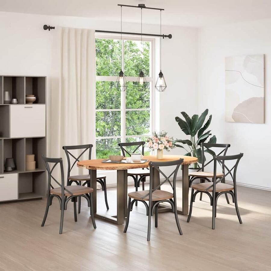 VidaXL Eettafel 180x90x74 cm ovaal massief eikenhout lichtbruin