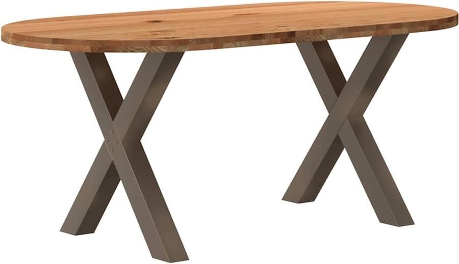 VidaXL Eettafel 180x90x74 cm ovaal massief eikenhout lichtbruin