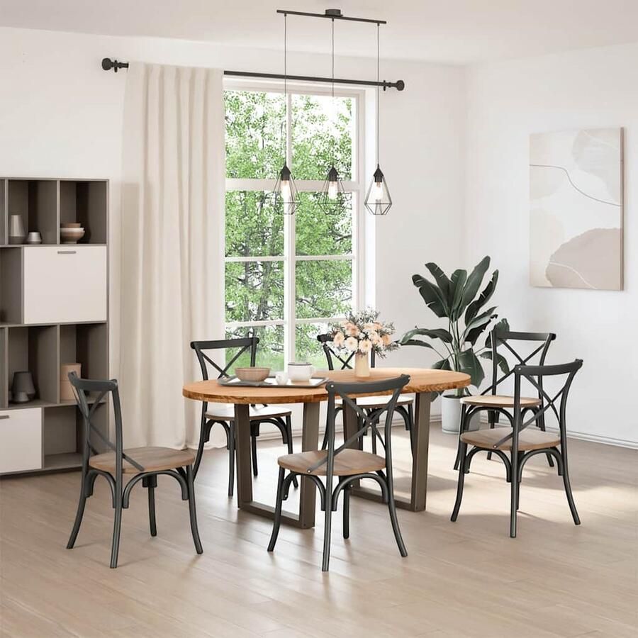 VidaXL Eettafel Ovaal 180x90x74cm Eikenhout Eetkamertafel Eikenhouten Tafel Ronde Tafel Grote Tafel Salontafel Diningtable Massief Eikenhout Industriële Tafel