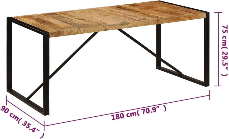 VidaXL -Eettafel-180x90x75-cm-massief-mangohout - Foto 2
