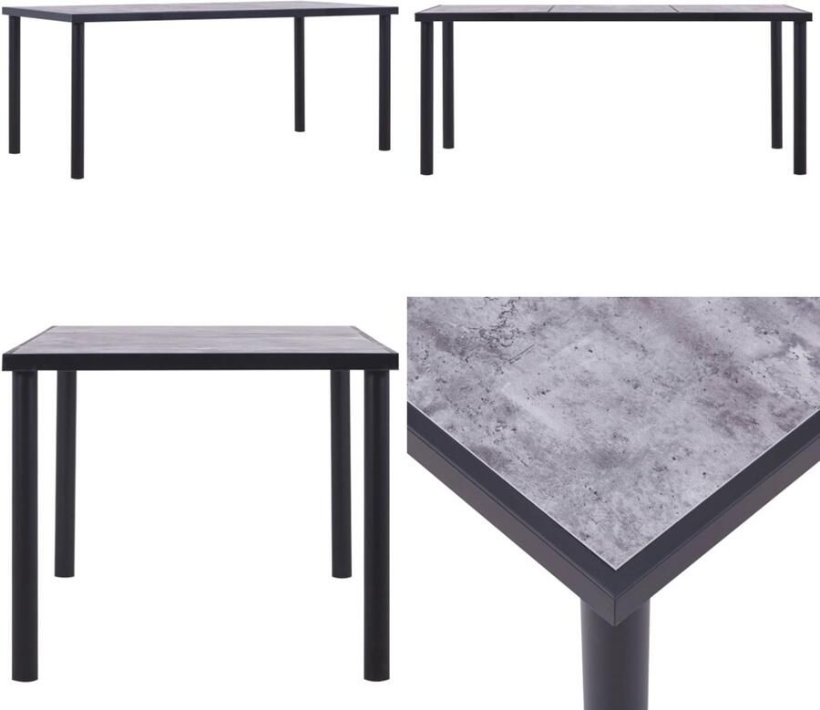 VidaXL Eettafel 180x90x75 cm MDF zwart en betongrijs Eettafel Eettafels Eetkamertafel Eetkamertafels