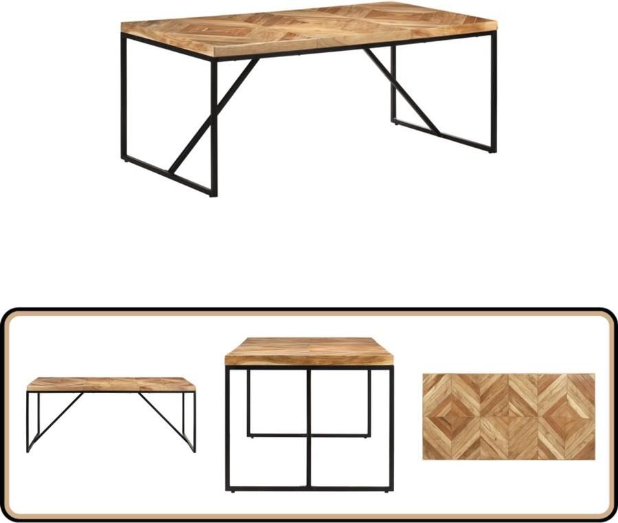 VidaXL Eettafel 180x90x76 cm Acacia en Mangohout Industriële Eettafel Houten Eettafel Acacia Hout Mangohout Salontafel