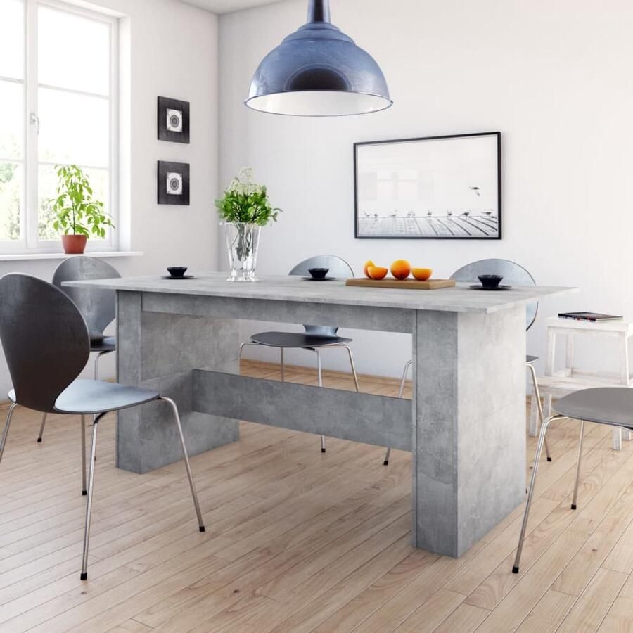 VidaXL Eettafel 180x90x76 cm Bewerkt Hout Betongrijs Eetkamertafel Beton Look Grijze Tafel Houten Tafel Salontafel