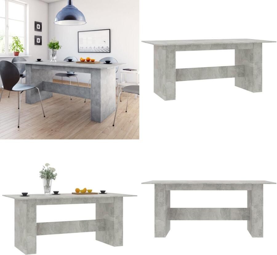 VidaXL Eettafel 180x90x76 cm bewerkt hout betongrijs Eettafel Eettafels Eetkamertafel Eetkamertafels