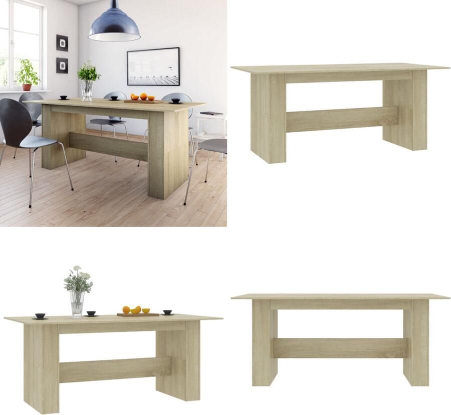 VidaXL Eettafel 180x90x76 cm bewerkt hout sonoma eikenkleurig Eettafel Eettafels Eetkamertafel Eetkamertafels