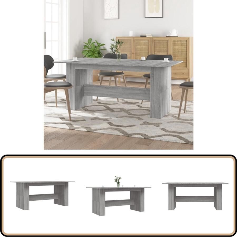 VidaXL Eettafel 180x90x76 cm Grijs Sonoma Eiken Eetkamertafel Salontafel Houten Tafel Grijze Tafel Design Tafel