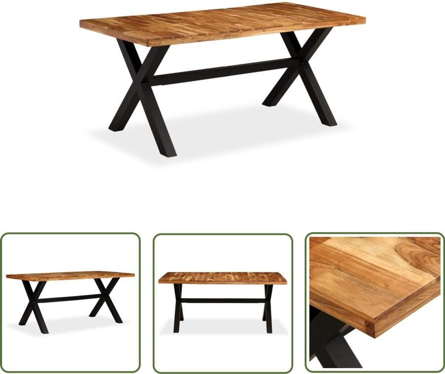 The Living Store Eetkamertafel Acacia en Mangohout 180 x 90 x 76 cm IndustriÃle Stijl Eetkamertafel Acacia Mangohout Industriele Stijl Salontafel - Foto 2