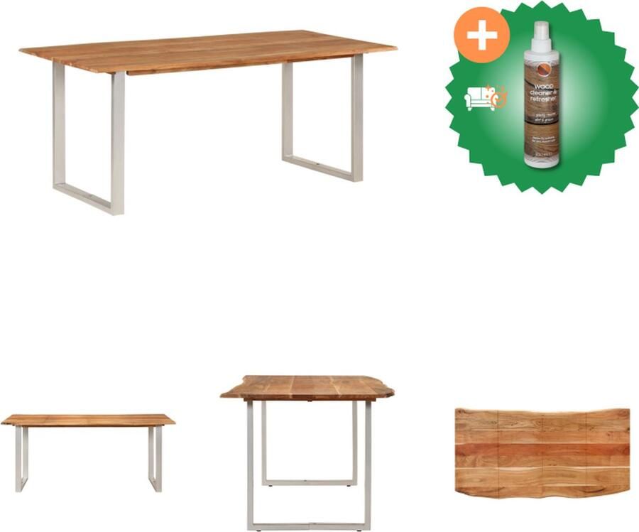 VidaXL Eettafel 180x90x76 cm massief acaciahout Tafel Inclusief Houtreiniger en verfrisser