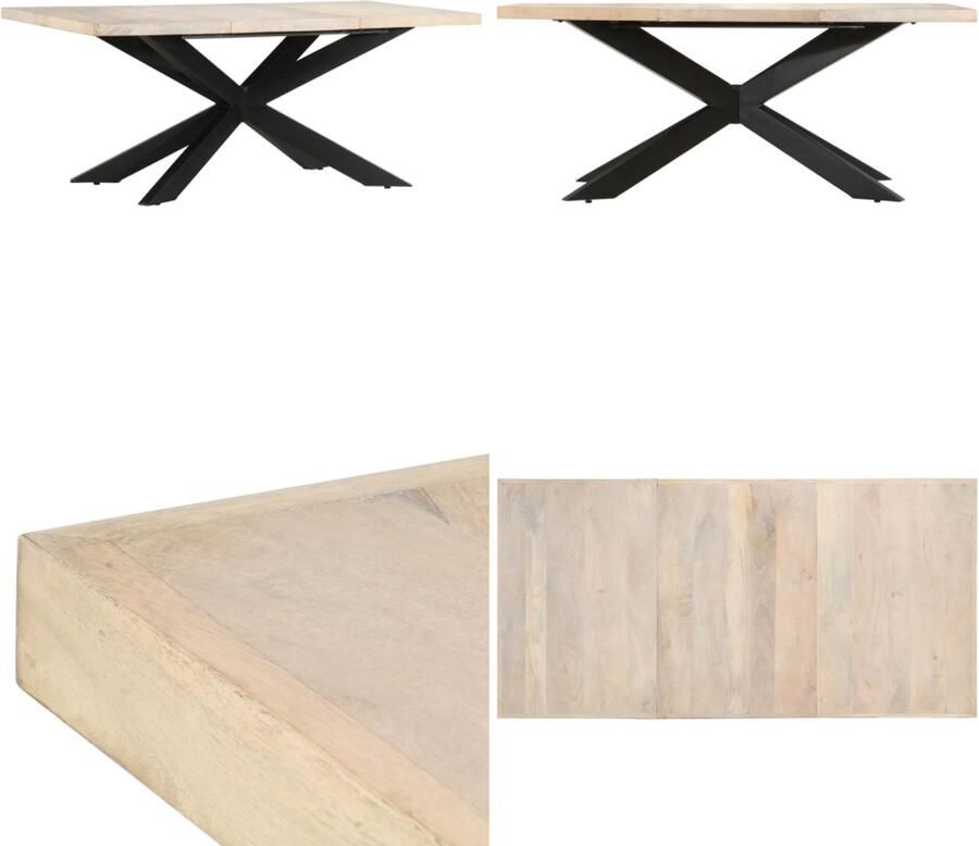 VidaXL Eettafel 180x90x76 cm massief gebleekt mangohout Eettafel Eettafels Tafel Tafels