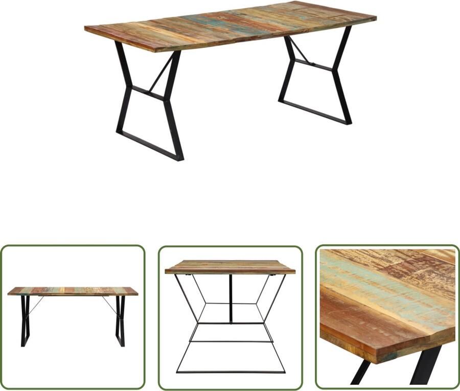 VidaXL Eettafel 180x90x76 cm Massief Gerecycled Hout Retro Eettafels Houten Eettafels Vintage Meubels Gerecyclede Meubelen Unieke Eettafels Salontafels Dining Tables