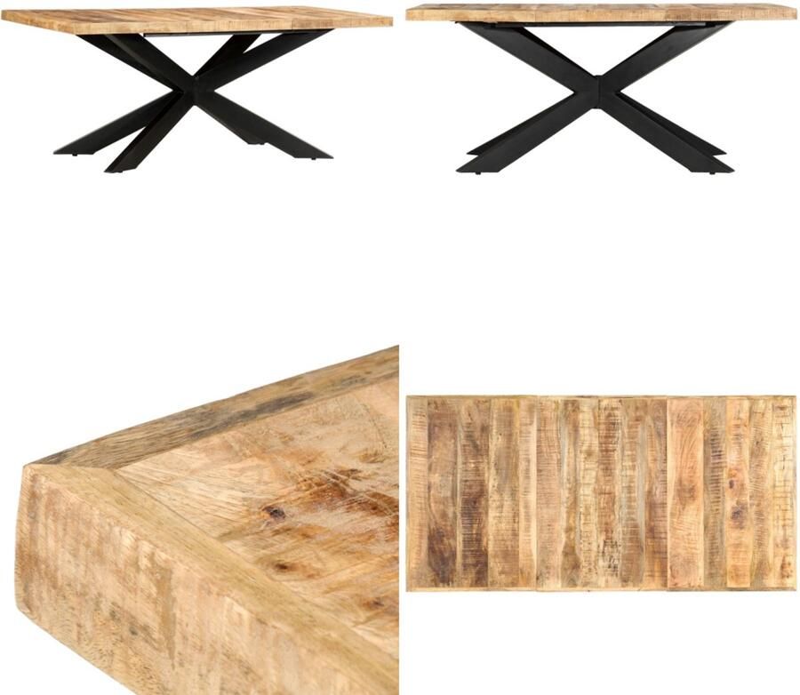 VidaXL Eettafel 180x90x76 cm massief ruw mangohout Eettafel Eettafels Tafel Tafels