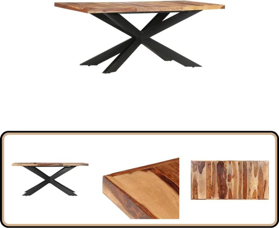 VidaXL Eettafel 180x90x76 cm Massief Sheeshamhout Eetkamertafel Sheeshamhouten Tafel Industriele Tafel Salontafel Diningtable