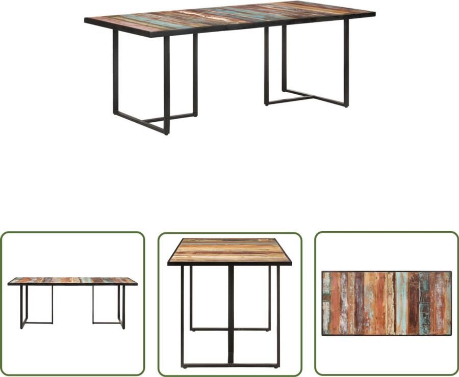 VidaXL Eettafel 200 cm Massief gerecycled hout Industriele Eettafel Houten Eettafel Industrieel Vintage Eettafel Massief Hout Eettafel Tweedehands Eettafel