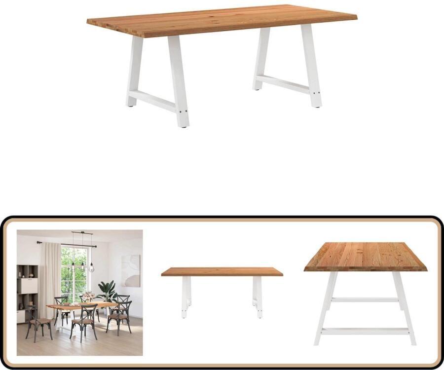 VidaXL Eettafel 200x100x74 cm Massief Eikenhout Eettafel Eettafels Eetkamertafel Keukentafel