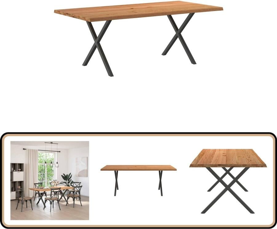 VidaXL Eettafel 200x100x74 cm Massief Eikenhout Eettafel Eettafels Eetkamertafel Keukentafel