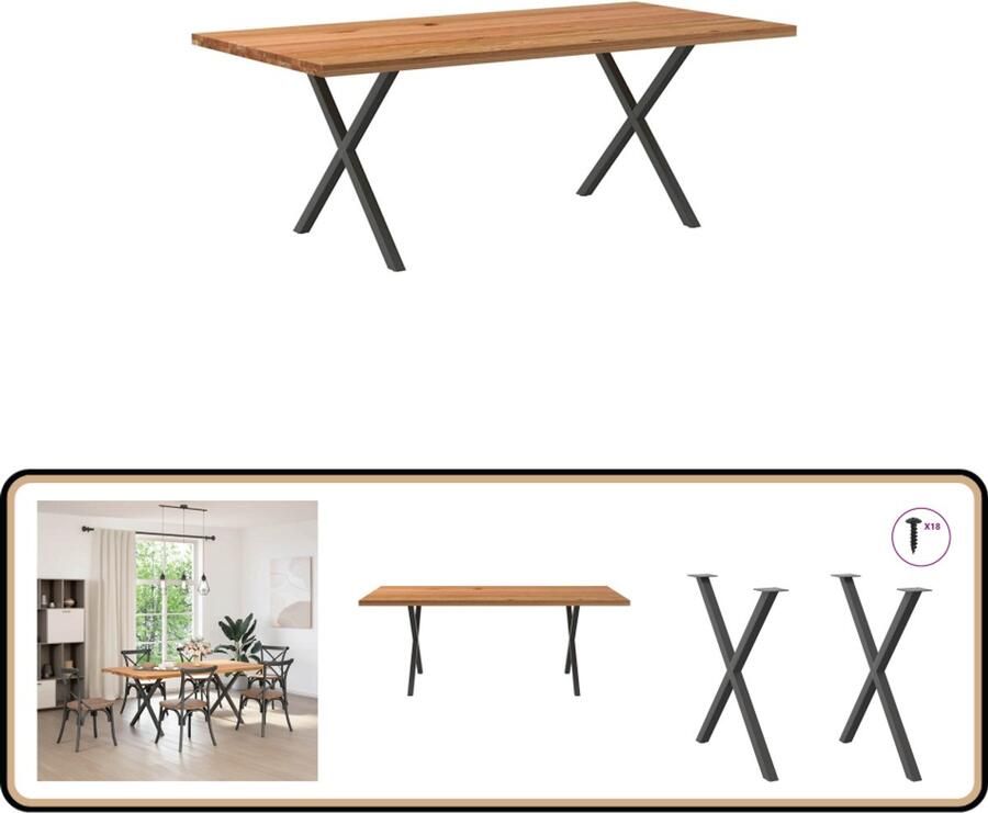 VidaXL Eettafel 200x100x74 cm Massief eikenhout Eettafel Eettafels Eetkamertafel Keukentafel