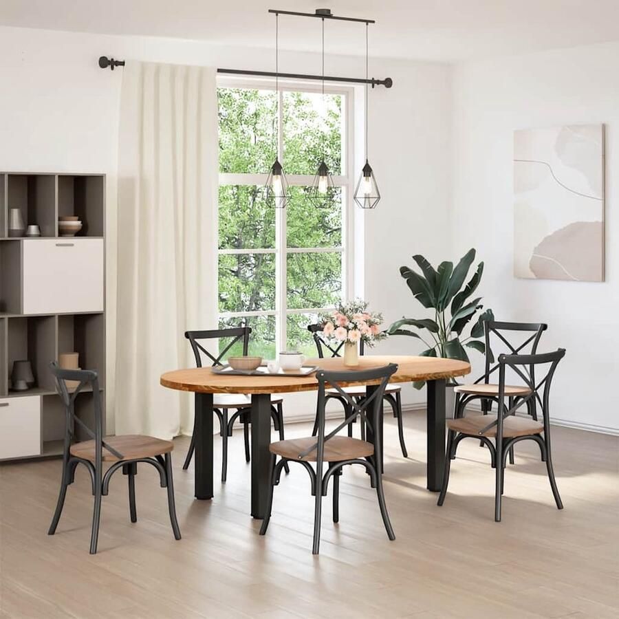 VidaXL Eettafel 200x100x74 cm Massief Eikenhout Eetkamertafel Eikenhouten Tafel Grote Tafel Oval Tafel Solide Tafel Massief Eikenhout Diningtable Salontafel