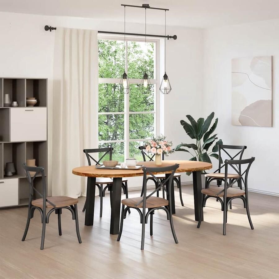 VidaXL Eettafel Ovaal 200x100 cm Eikenhout Eetkamertafel Eikenhouten Tafel Ovale Tafel Grote Tafel Solide Tafel Design Tafel Massief Eikenhout Industriële Tafel