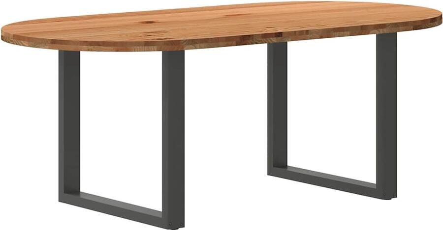 VidaXL Eettafel Ovaal 200x100x74 cm Massief Eikenhout Eettafel Eettafels Eetkamertafel Keukentafel - Foto 2