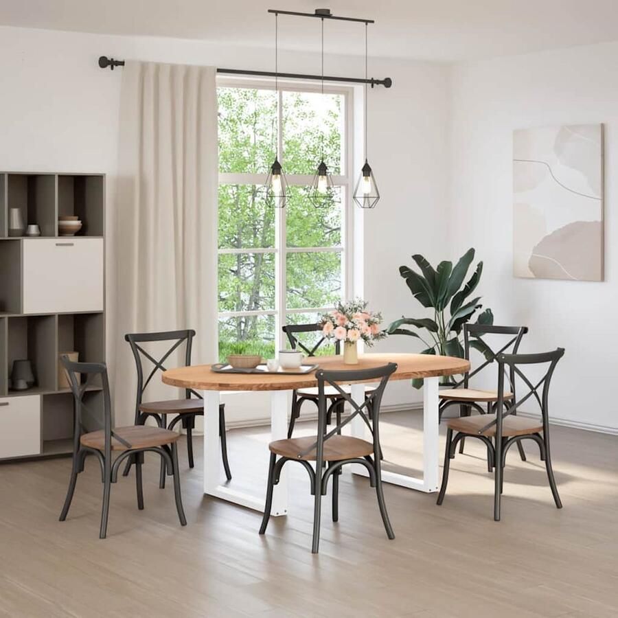 VidaXL Eettafel Ovaal 200x100 cm Massief Eikenhout Eettafel Houten Eettafel Eikentafel Salontafel Diningtable Keukenmeubilair Massief Eikenhout Oval Tafel