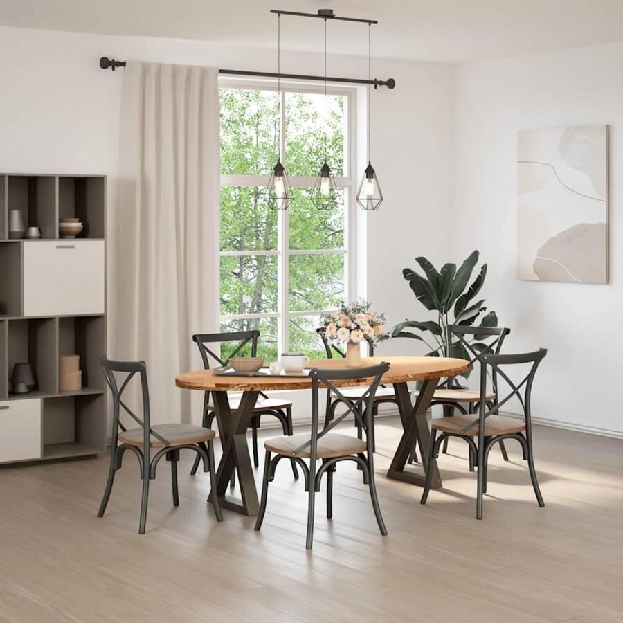 VidaXL Eettafel 200x100x74 cm ovaal massief eikenhout lichtbruin