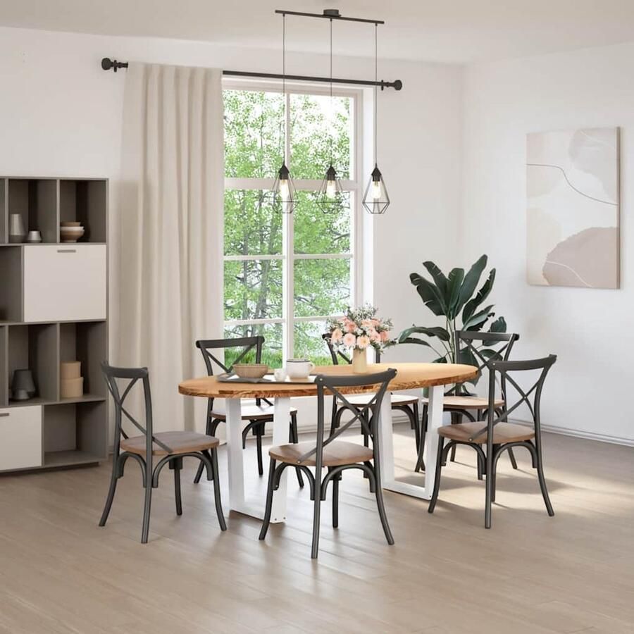 VidaXL Eettafel 200x100x74 cm ovaal massief eikenhout lichtbruin