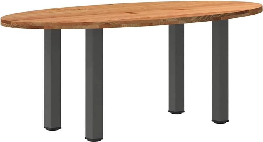 VidaXL Eettafel 200x100x74 cm ovaal massief eikenhout lichtbruin
