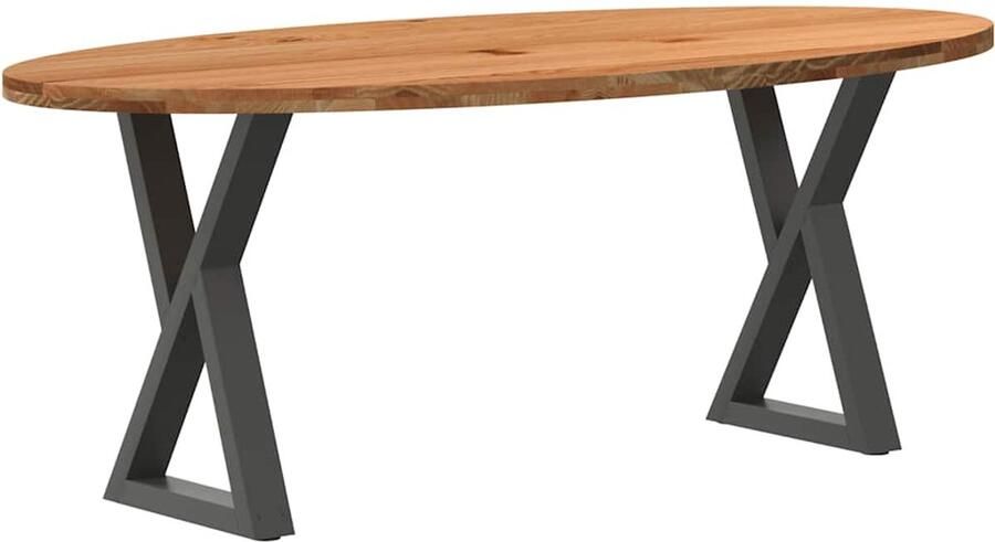 VidaXL Eettafel 200x100x74 cm ovaal massief eikenhout lichtbruin