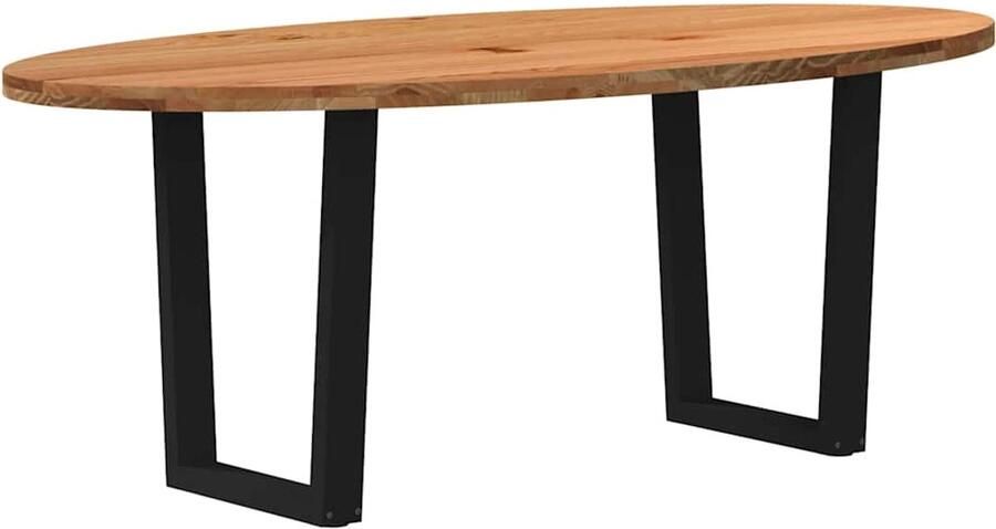 VidaXL Eettafel 200x100x74 cm ovaal massief eikenhout lichtbruin