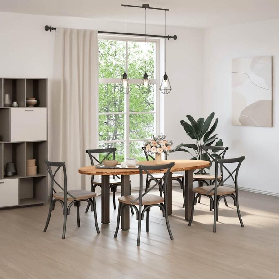 VidaXL Eettafel 200x100x74 cm ovaal massief eikenhout lichtbruin