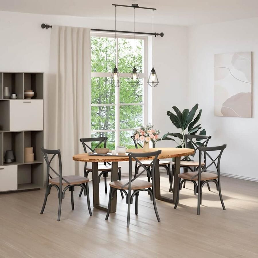 VidaXL Eettafel 200x100x74 cm ovaal massief eikenhout lichtbruin