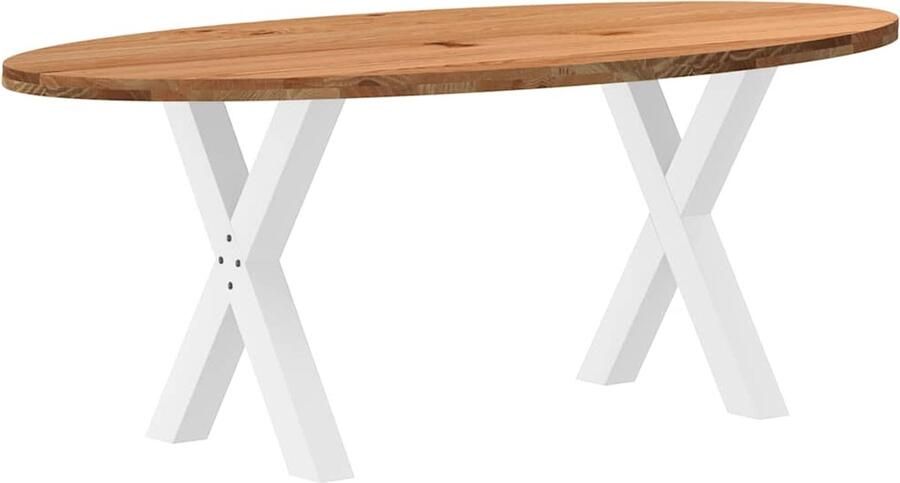 VidaXL Eettafel 200x100x74 cm ovaal massief eikenhout lichtbruin