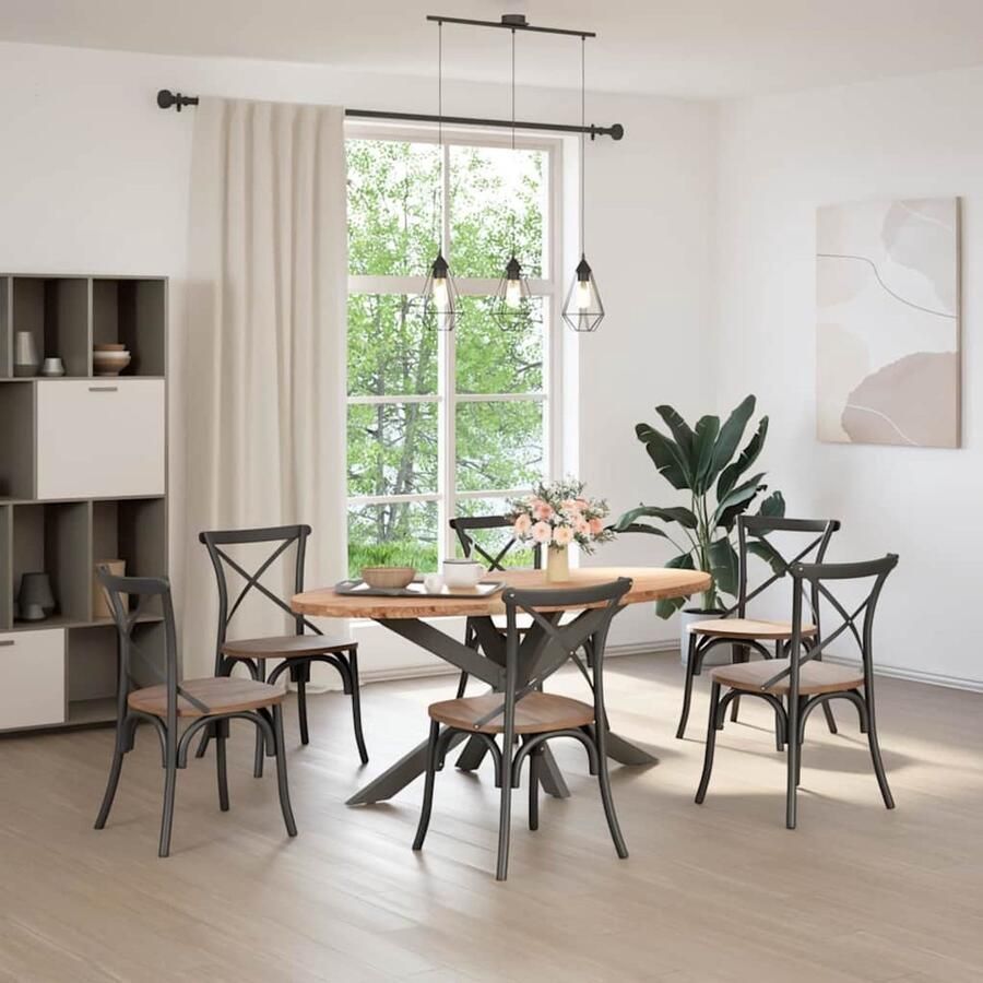 VidaXL Eettafel 200x100x74 cm ovaal massief eikenhout lichtbruin