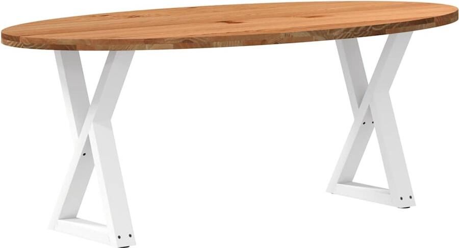 VidaXL Eettafel 200x100x74 cm ovaal massief eikenhout lichtbruin