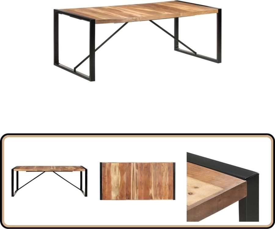 VidaXL -Eettafel-200x100x75-cm-massief-hout-met-sheesham-afwerking