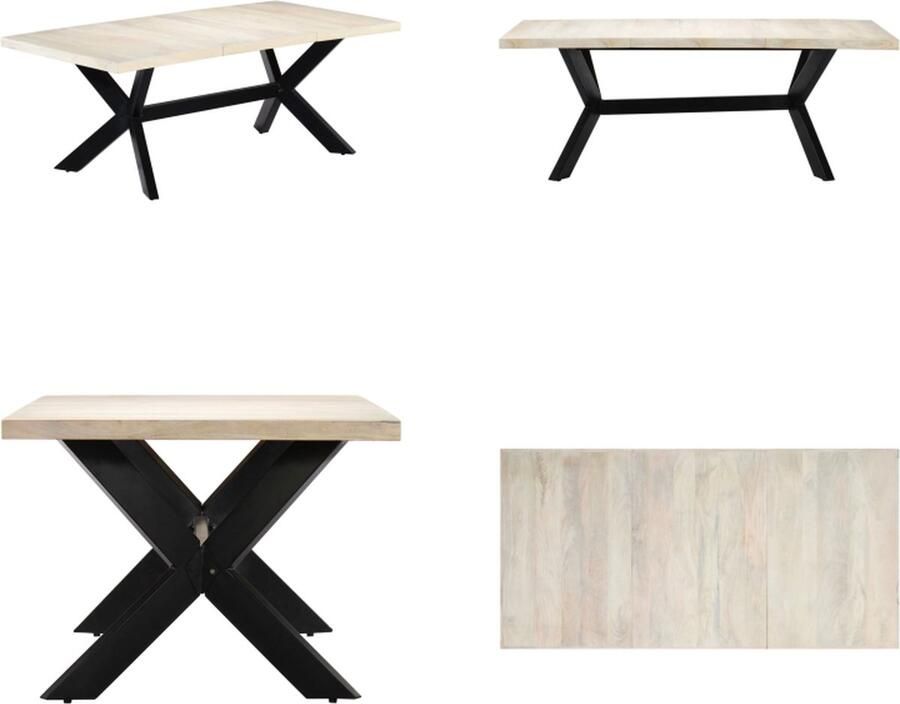 VidaXL Eettafel 200x100x75 cm massief mangohout wit Eettafel Eettafels Eetkamertafel Eetkamertafels