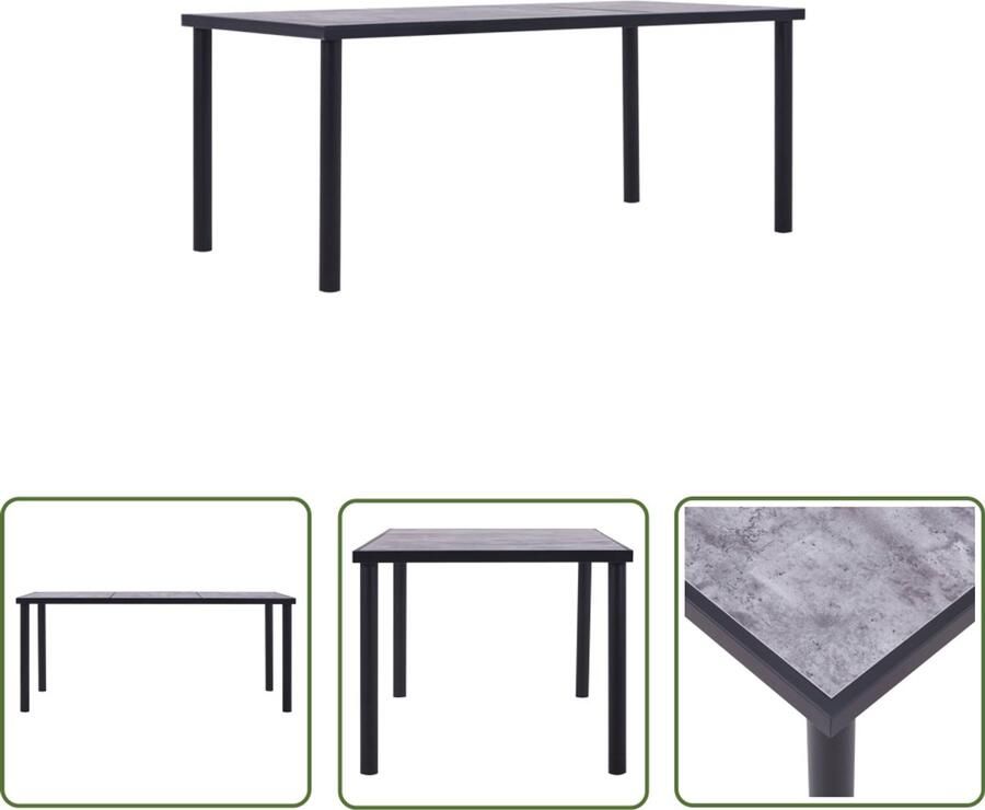 VidaXL Eettafel 200x100x75 cm MDF Zwart Grijs Eetkamertafel Modern Design Zwarte Eettafel Beton Grijze Eettafel Mdf Eettafel Metalen Eettafel 200x100 Grote Eettafel Stevige Eettafel Industriële Eettafel