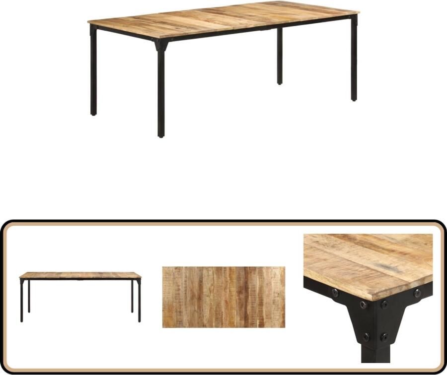 VidaXL Eettafel 200x100x76 cm Ruw Mangohout Eetkamertafel Mangohout Eettafel Industrieel Design Bruine Eettafel Salontafel