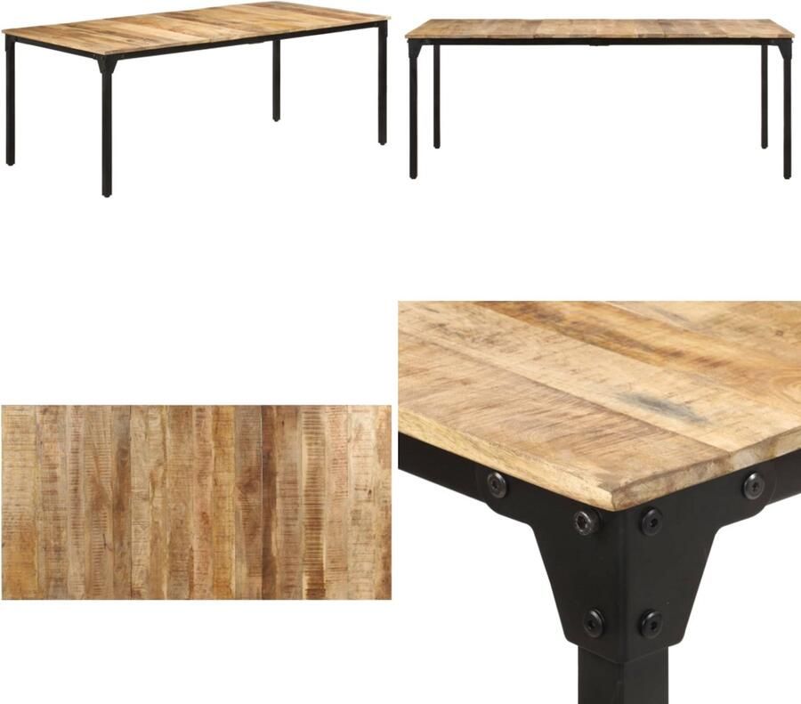 VidaXL Eettafel 200x100x76 cm ruw mangohout Eettafel Eettafels Houten Eettafel Houten Eettafels