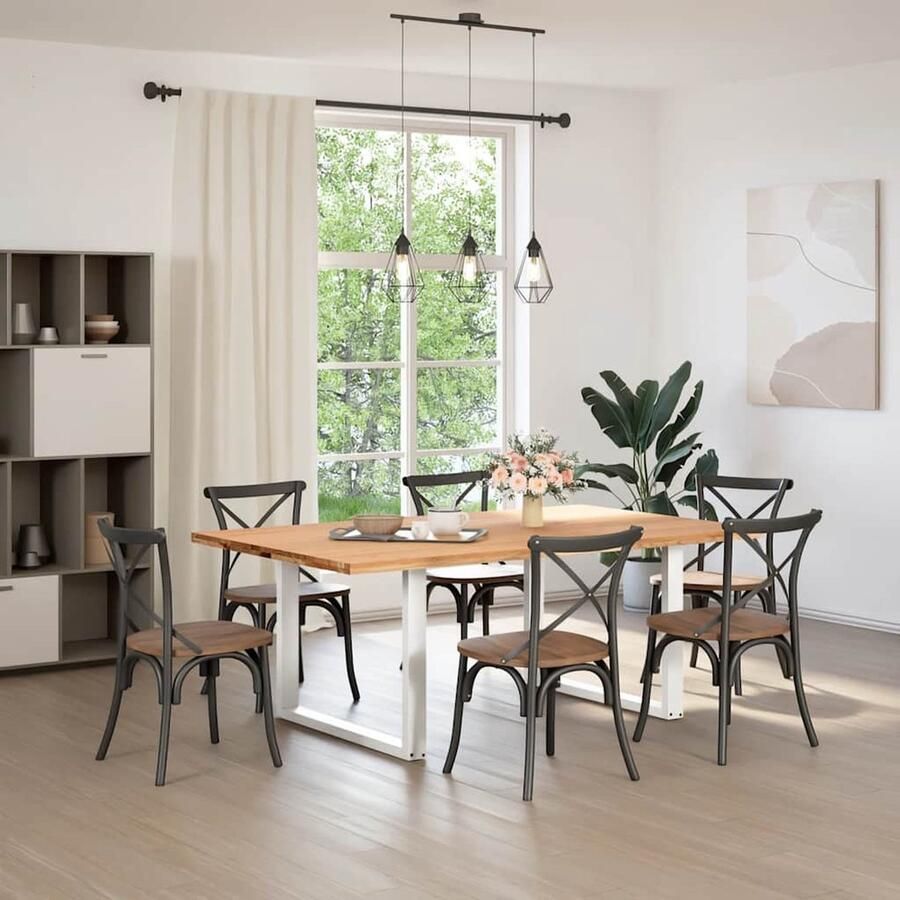 VidaXL Eettafel 200x120x74 cm Massief Eikenhout Eetkamertafel Houten Tafel Eikenhouten Tafel Grote Tafel Salontafel Diningtable Keukenmeubilair Massief Eikenhout